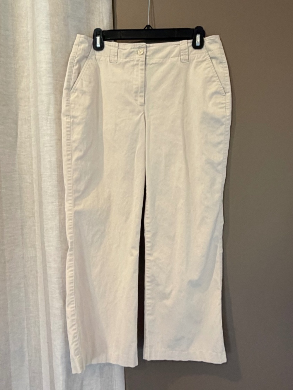 Talbots Petite Stretch Chino Straight Leg Cropped Tan Chino Pant, Size 8